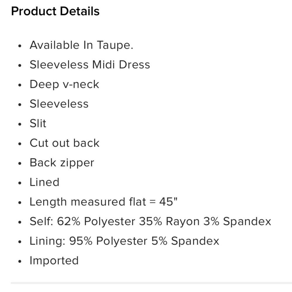 FN ~ Sleeveless Midi Dress - Taupe (M) (NWT) - Picture 5 of 7